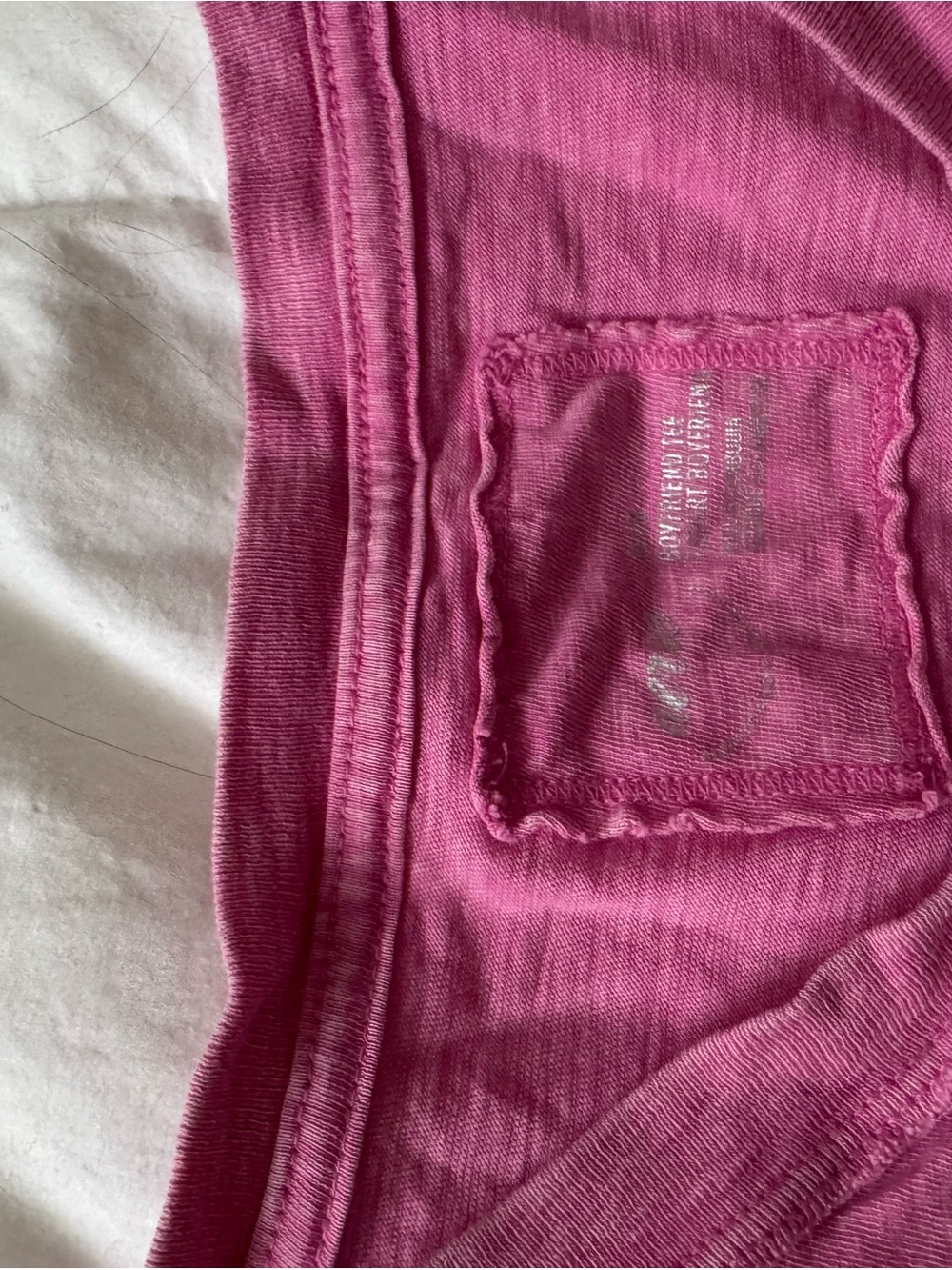 aerie V-Neck Boyfriend Tee in Bright Pink - Picture 3 of 5